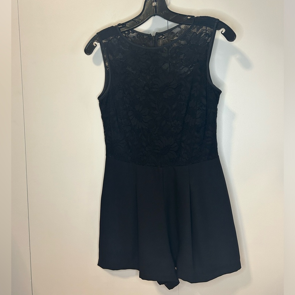 JS Collection black romper with lace top size 4